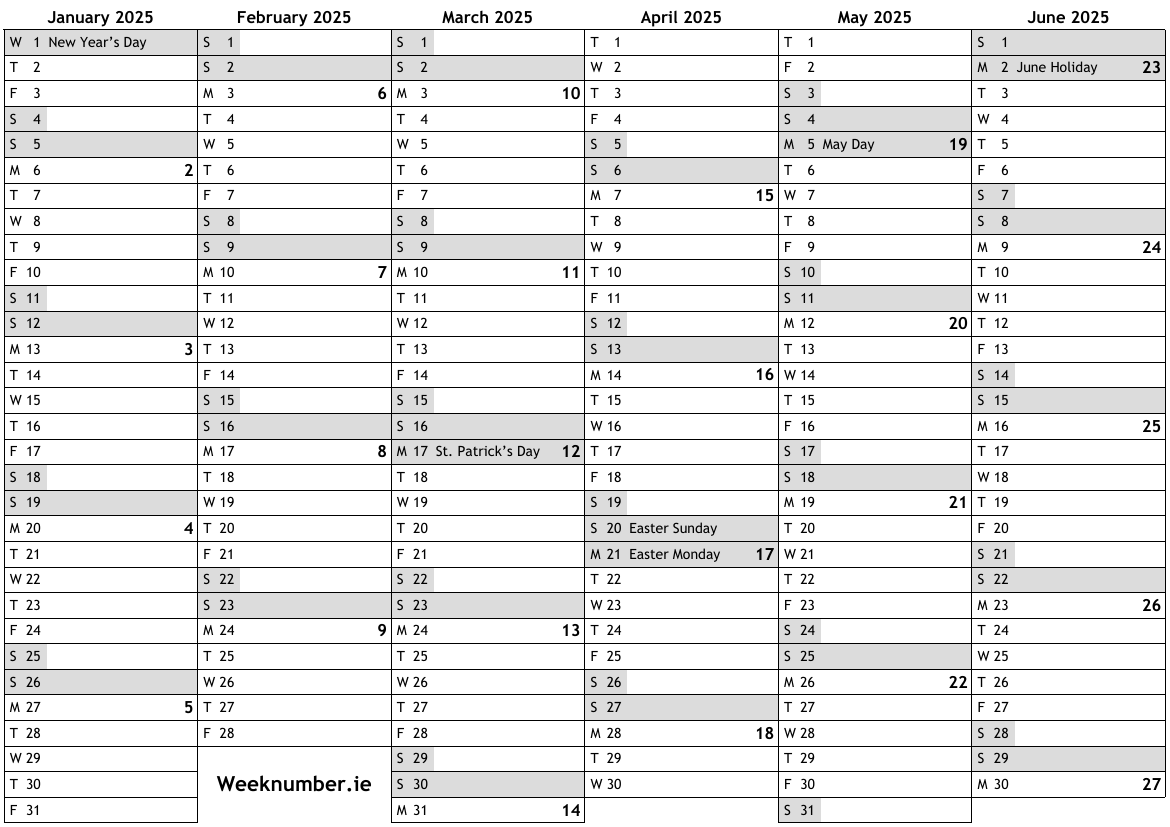 2025-calendar-with-week-numbers-and-holidays-for-ireland-official-public-holidays-bank